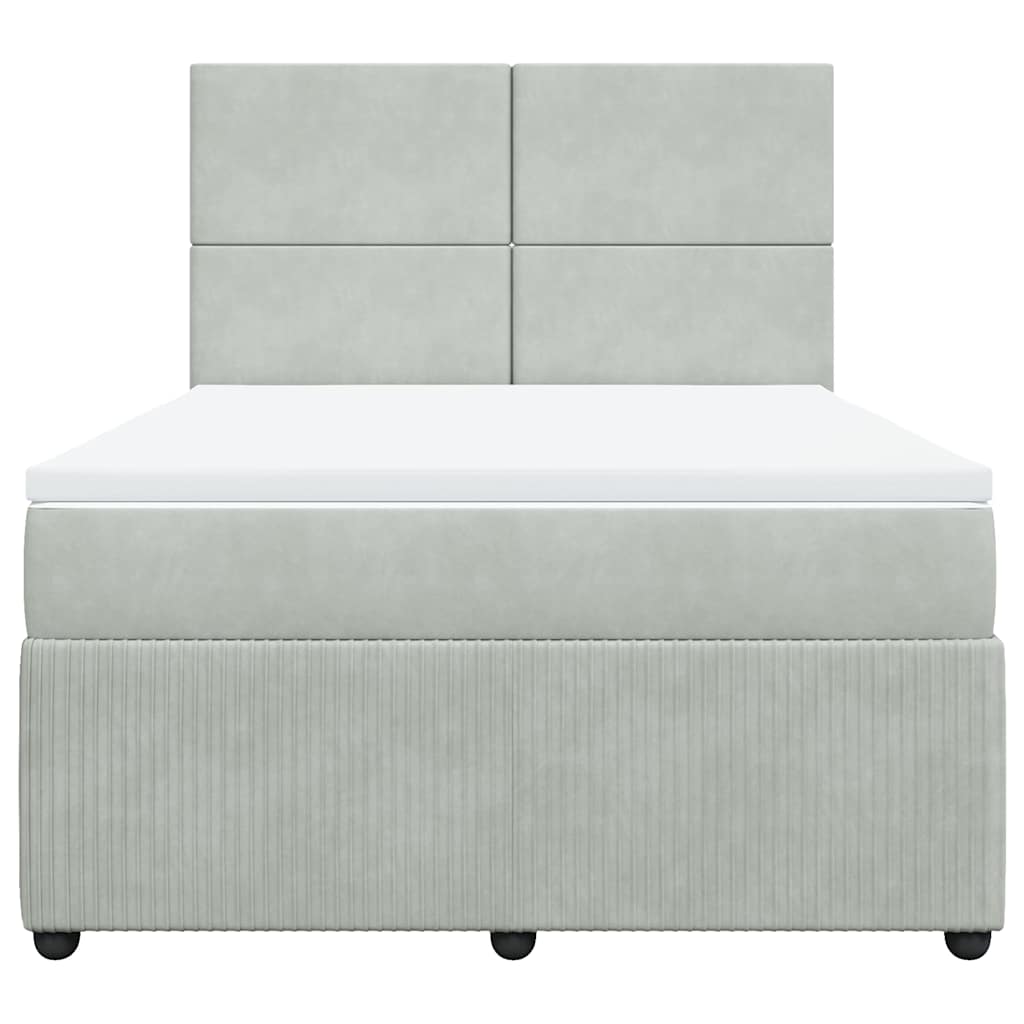 Giroletto a Molle con Materasso Grigio Chiaro 140x200cm Velluto