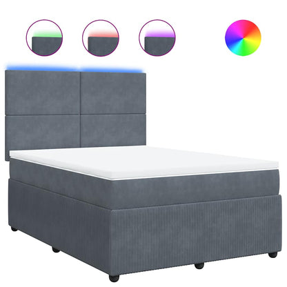 Giroletto a Molle con Materasso Grigio Scuro 140x200 cm Velluto | homemem39