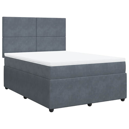 Giroletto a Molle con Materasso Grigio Scuro 140x200 cm Velluto | homemem39