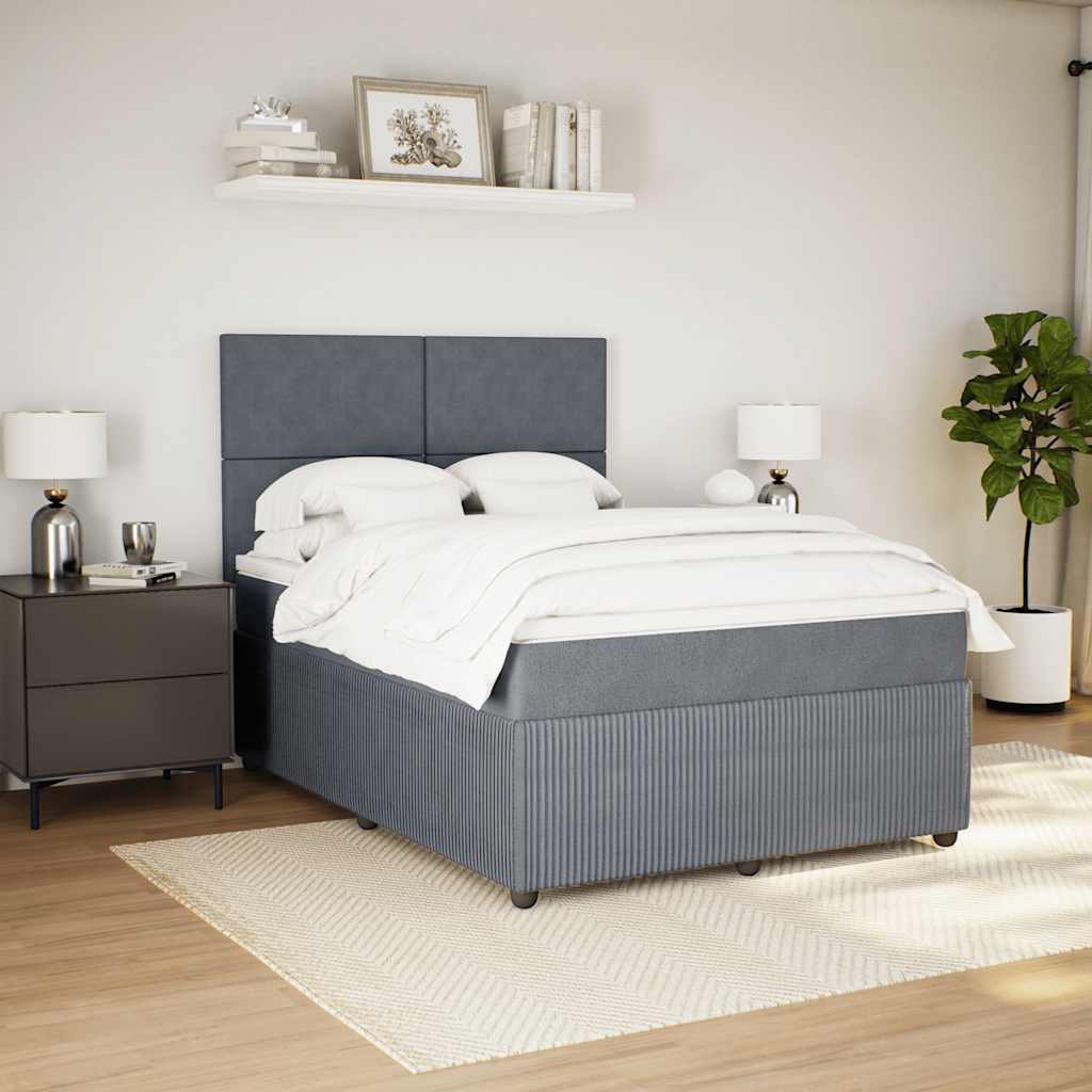 Giroletto a Molle con Materasso Grigio Scuro 140x200 cm Velluto | homemem39