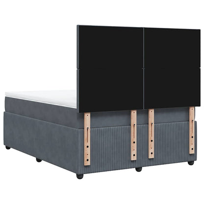 Giroletto a Molle con Materasso Grigio Scuro 140x200 cm Velluto | homemem39