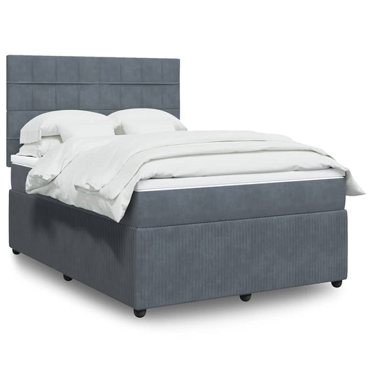 Giroletto a Molle con Materasso Grigio Scuro 140x200 cm Velluto | homemem39