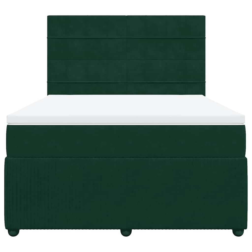 Giroletto a Molle con Materasso Verde Scuro 140x200 cm Velluto
