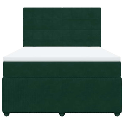 Giroletto a Molle con Materasso Verde Scuro 140x200 cm Velluto