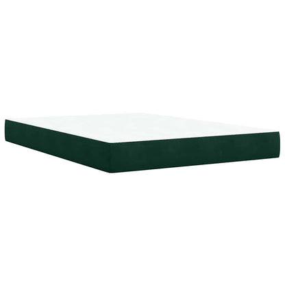 Giroletto a Molle con Materasso Verde Scuro 140x200 cm Velluto