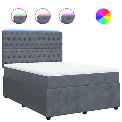 Giroletto a Molle con Materasso Grigio Scuro 140x200 cm Velluto | homemem39