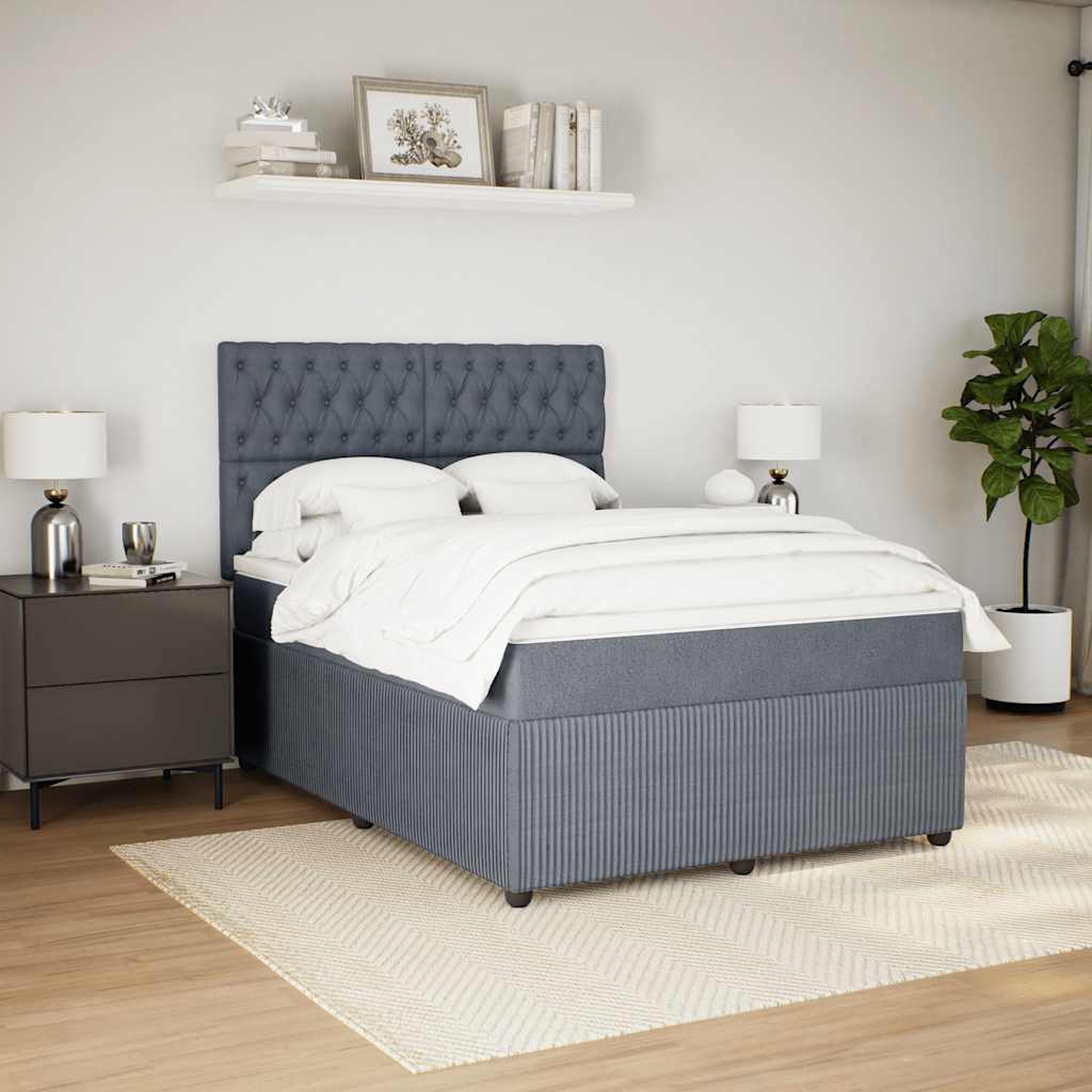 Giroletto a Molle con Materasso Grigio Scuro 140x200 cm Velluto | homemem39