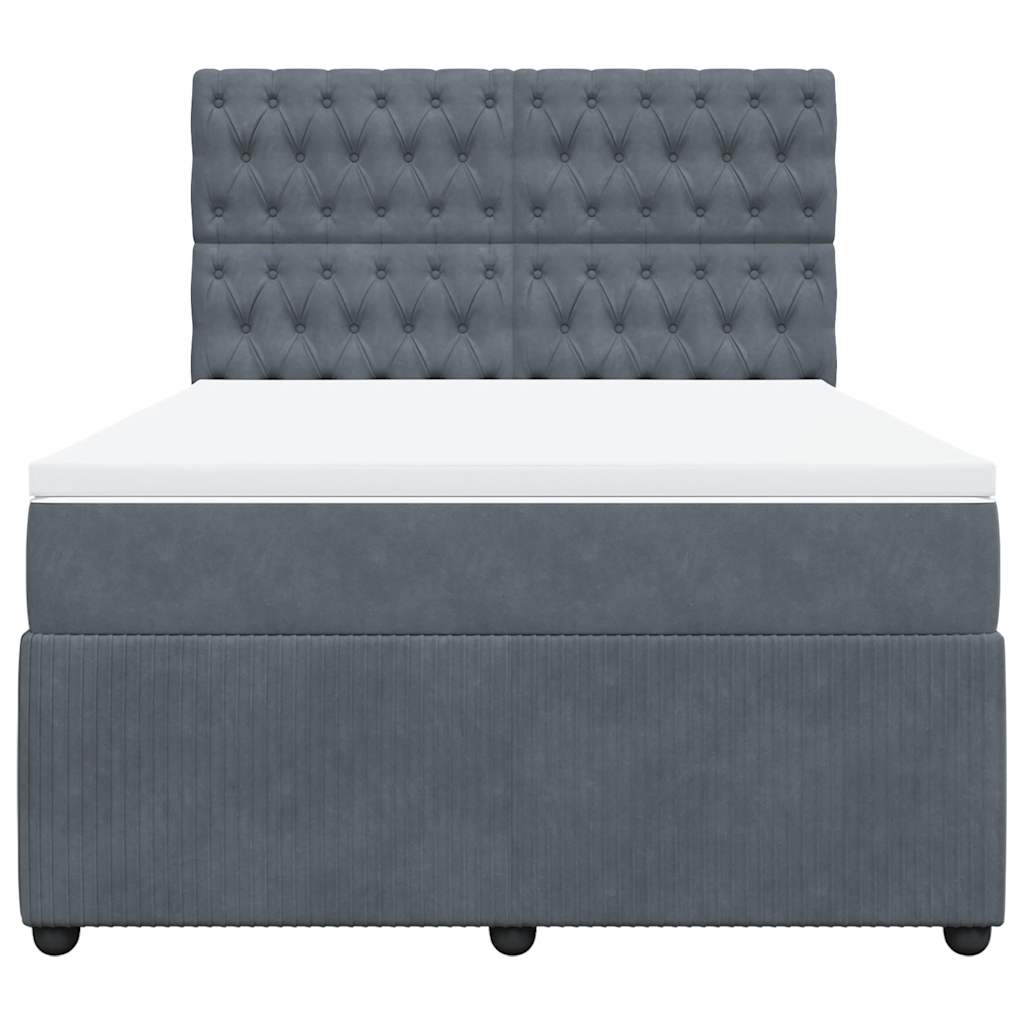 Giroletto a Molle con Materasso Grigio Scuro 140x200 cm Velluto | homemem39
