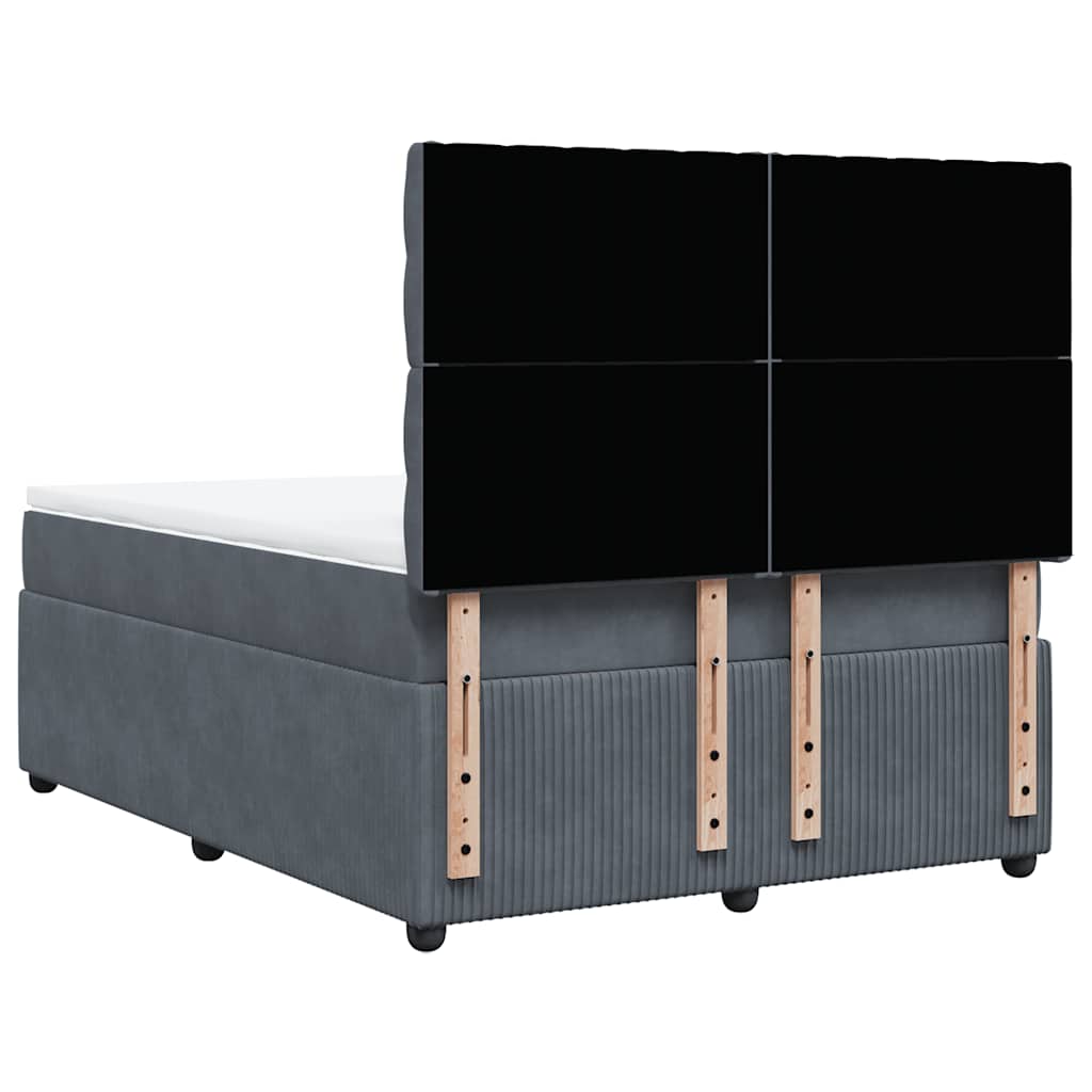 Giroletto a Molle con Materasso Grigio Scuro 140x200 cm Velluto | homemem39