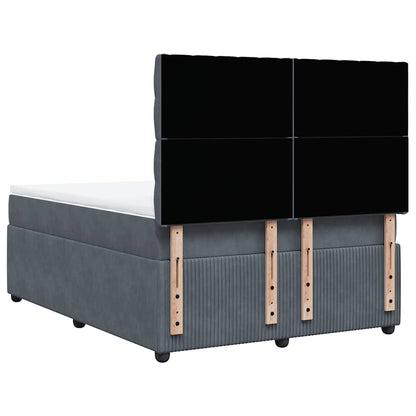 Giroletto a Molle con Materasso Grigio Scuro 140x200 cm Velluto | homemem39