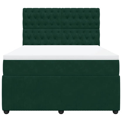 Giroletto a Molle con Materasso Verde Scuro 140x200 cm Velluto