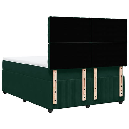 Giroletto a Molle con Materasso Verde Scuro 140x200 cm Velluto