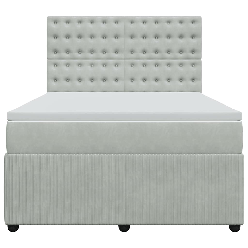 Giroletto a Molle con Materasso Grigio Chiaro 140x200cm Velluto
