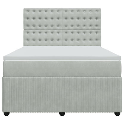 Giroletto a Molle con Materasso Grigio Chiaro 140x200cm Velluto
