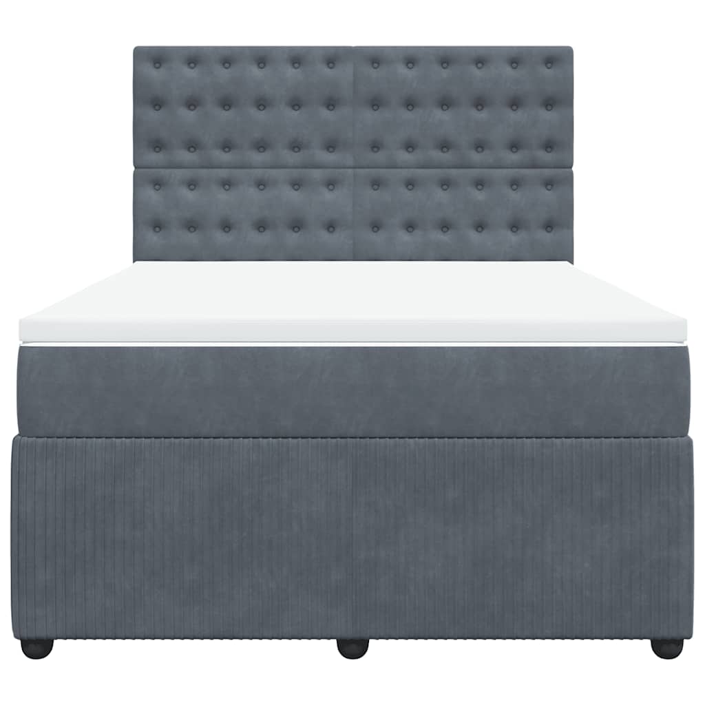 Giroletto a Molle con Materasso Grigio Scuro 140x200 cm Velluto | homemem39