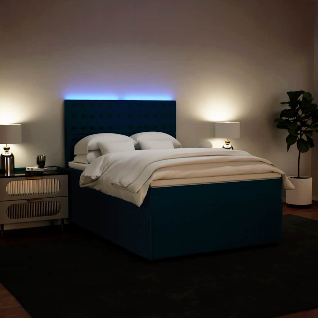 Giroletto a Molle con Materasso Blu 140x200 cm in Velluto