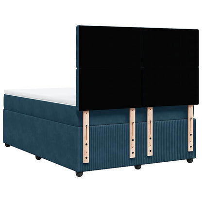 Giroletto a Molle con Materasso Blu 140x200 cm in Velluto