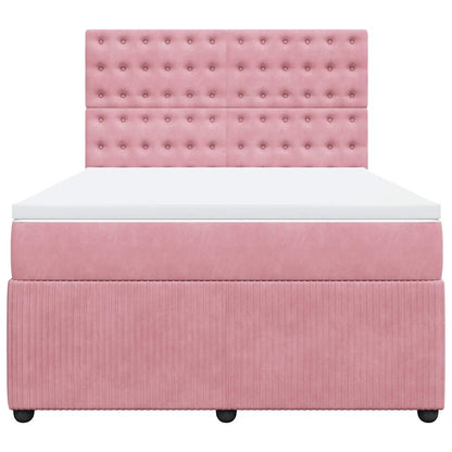 Giroletto a Molle con Materasso Rosa 140x200 cm in Velluto