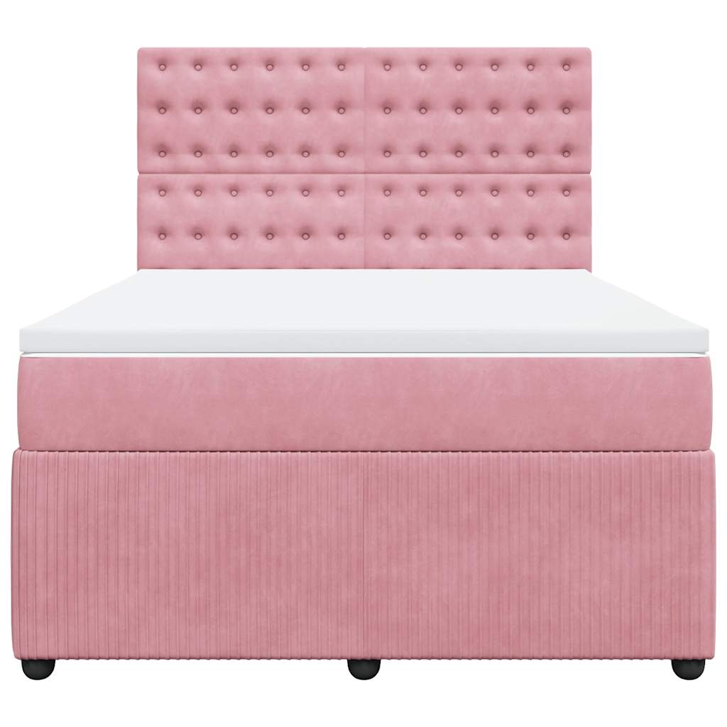 Giroletto a Molle con Materasso Rosa 140x200 cm in Velluto