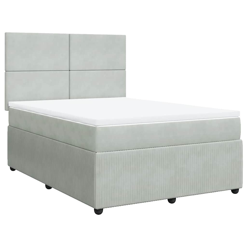Giroletto a Molle con Materasso Grigio Chiaro 160x200cm Velluto