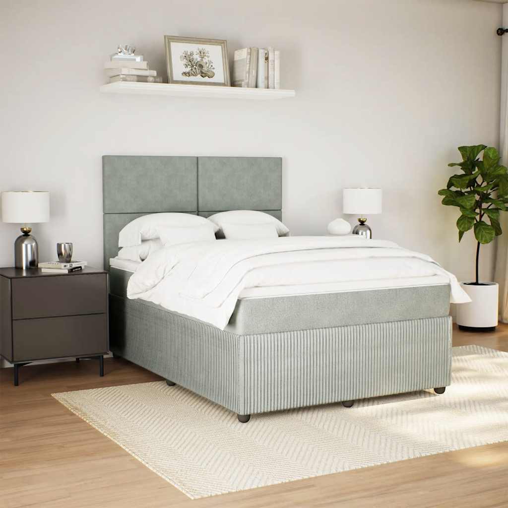 Giroletto a Molle con Materasso Grigio Chiaro 160x200cm Velluto