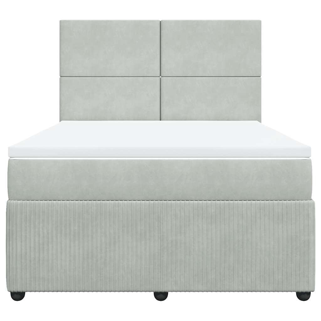 Giroletto a Molle con Materasso Grigio Chiaro 160x200cm Velluto