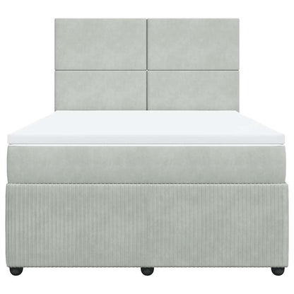 Giroletto a Molle con Materasso Grigio Chiaro 160x200cm Velluto