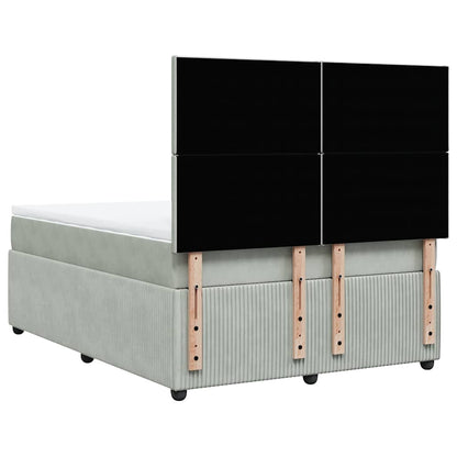 Giroletto a Molle con Materasso Grigio Chiaro 160x200cm Velluto