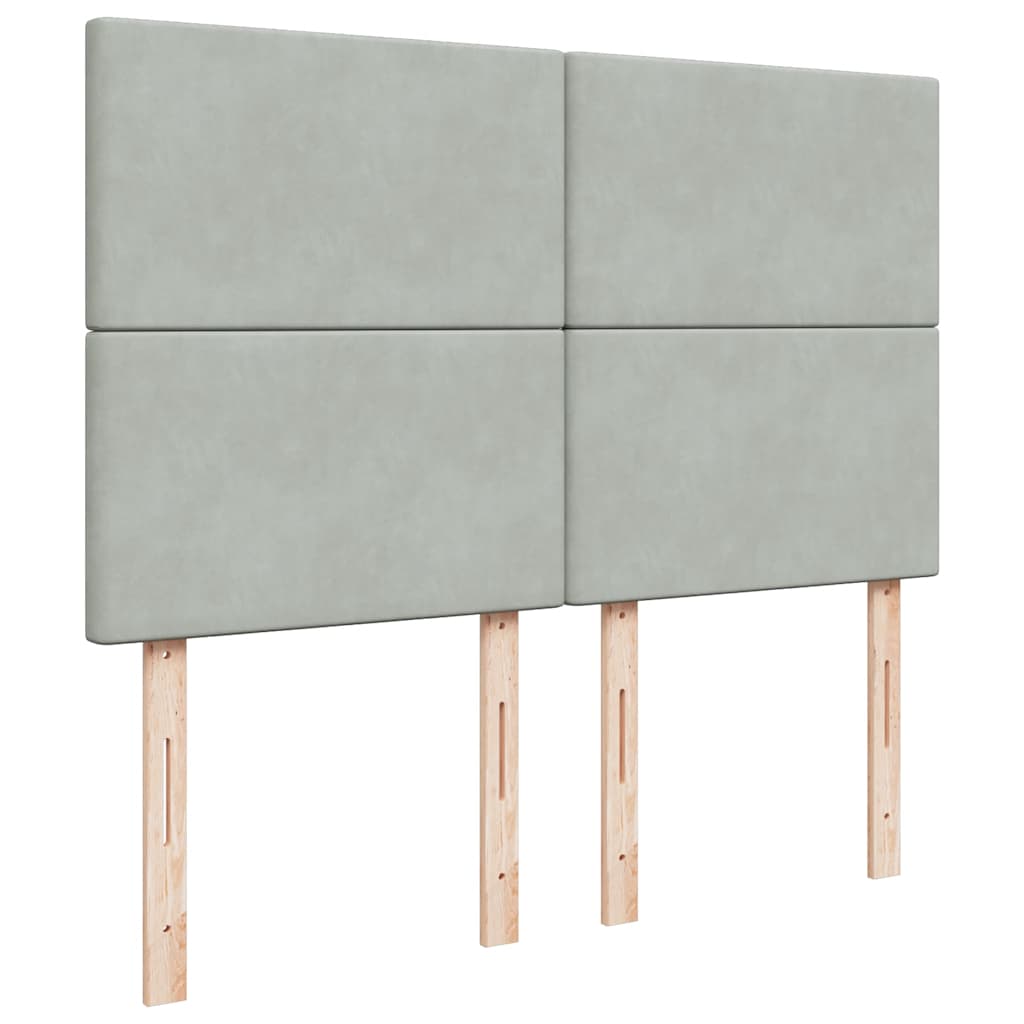 Giroletto a Molle con Materasso Grigio Chiaro 160x200cm Velluto