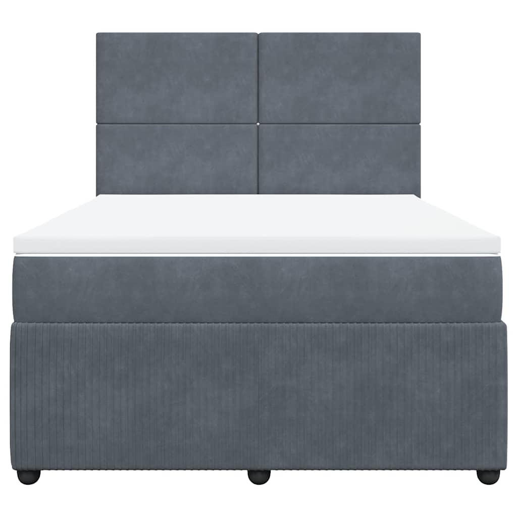 Giroletto a Molle con Materasso Grigio Scuro 160x200 cm Velluto