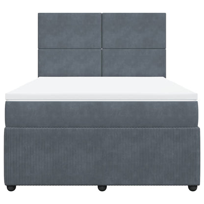 Giroletto a Molle con Materasso Grigio Scuro 160x200 cm Velluto