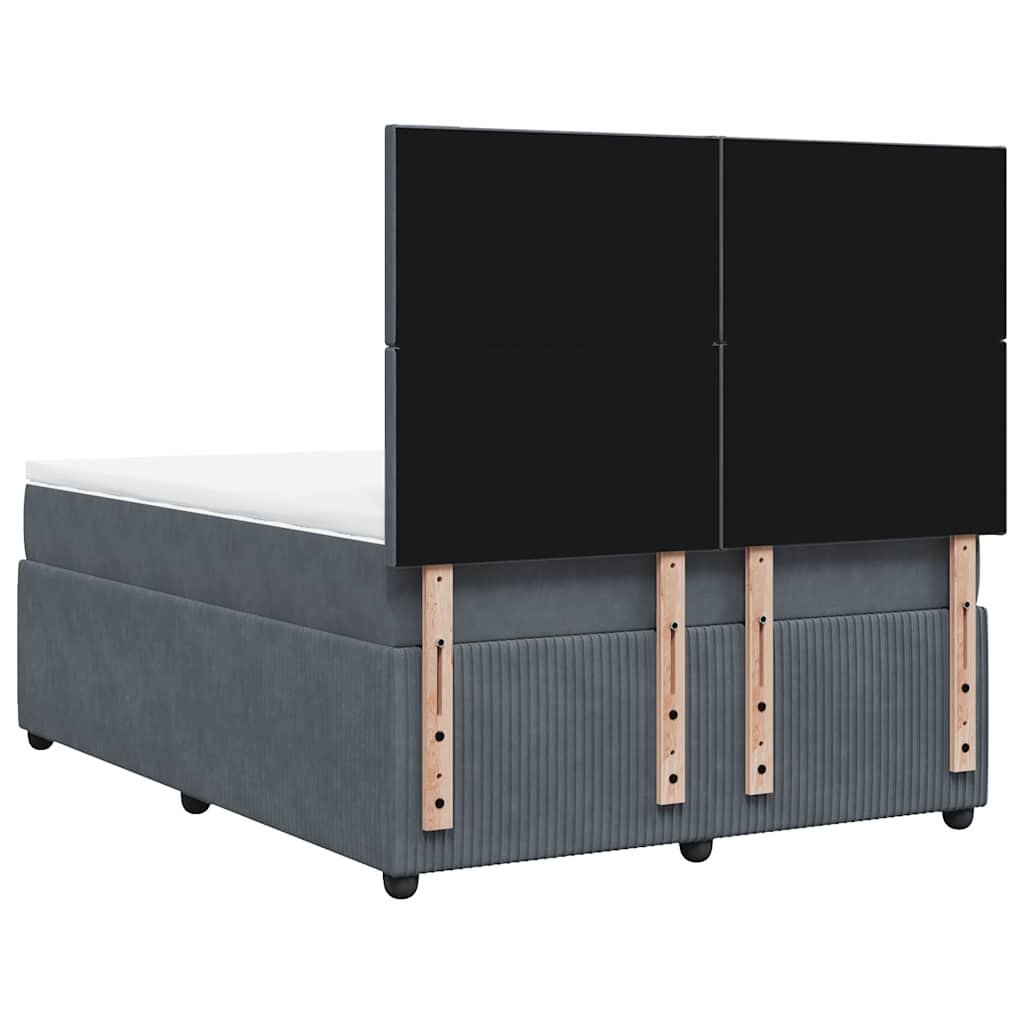 Giroletto a Molle con Materasso Grigio Scuro 160x200 cm Velluto