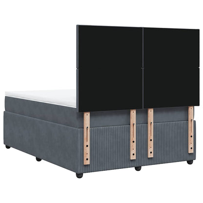 Giroletto a Molle con Materasso Grigio Scuro 160x200 cm Velluto