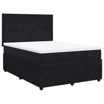 Giroletto a Molle con Materasso Nero 160x200 cm in Velluto