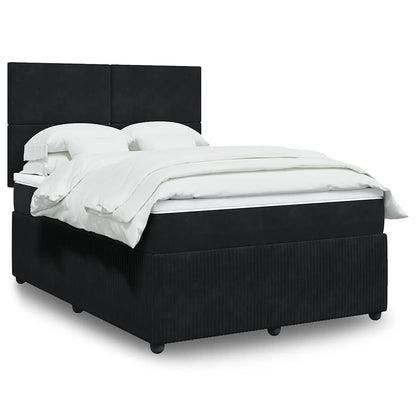Giroletto a Molle con Materasso Nero 160x200 cm in Velluto