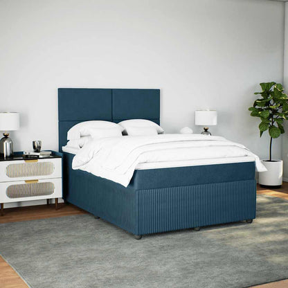 Giroletto a Molle con Materasso Blu 160x200 cm in Velluto