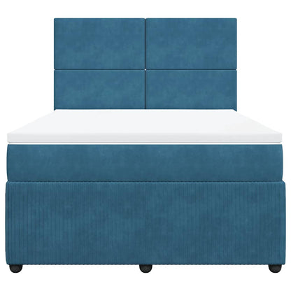 Giroletto a Molle con Materasso Blu 160x200 cm in Velluto