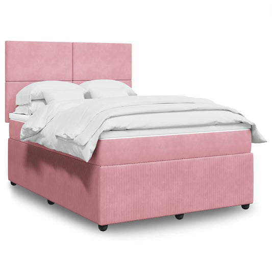 Giroletto a Molle con Materasso Rosa 160x200 cm in Velluto