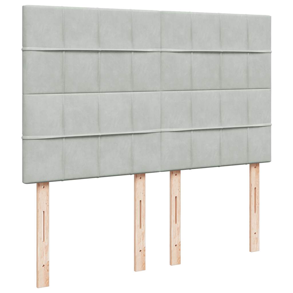 Giroletto a Molle con Materasso Grigio Chiaro 160x200cm Velluto