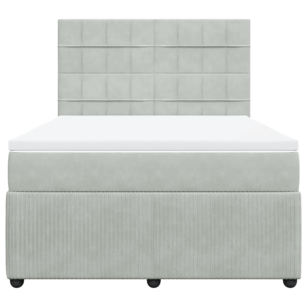 Giroletto a Molle con Materasso Grigio Chiaro 160x200cm Velluto