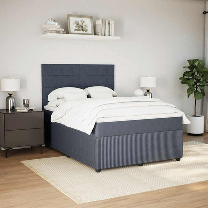 Giroletto a Molle con Materasso Grigio Scuro 160x200 cm Velluto