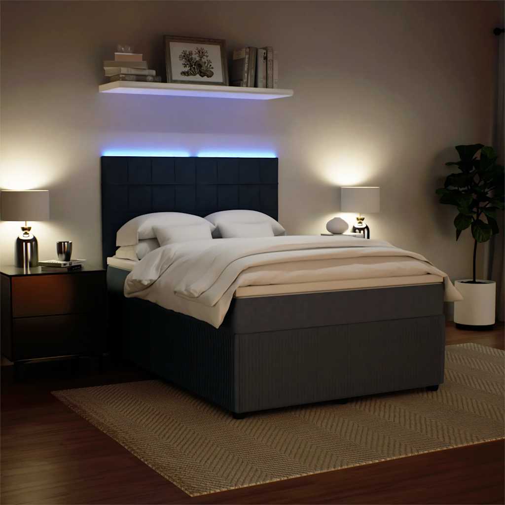 Giroletto a Molle con Materasso Grigio Scuro 160x200 cm Velluto - homemem39