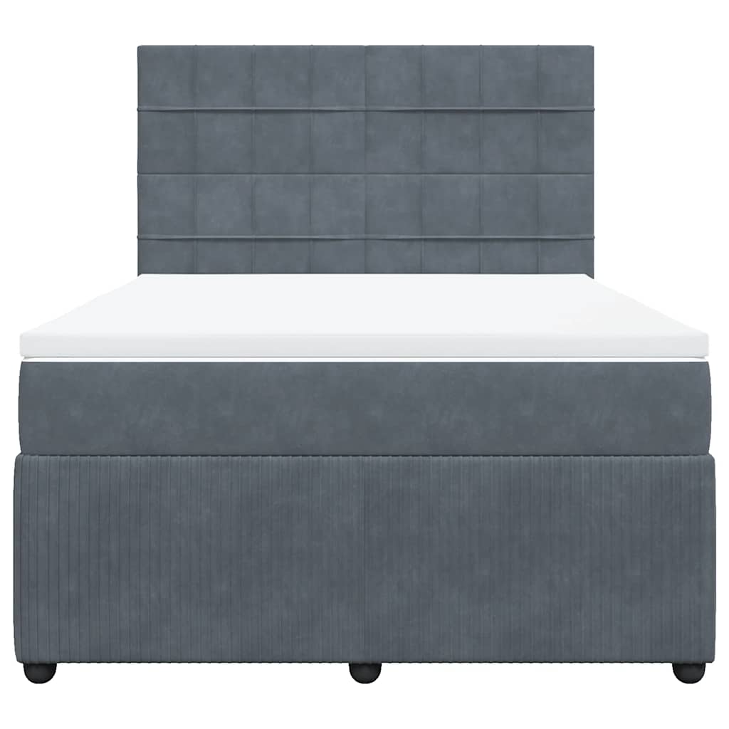 Giroletto a Molle con Materasso Grigio Scuro 160x200 cm Velluto