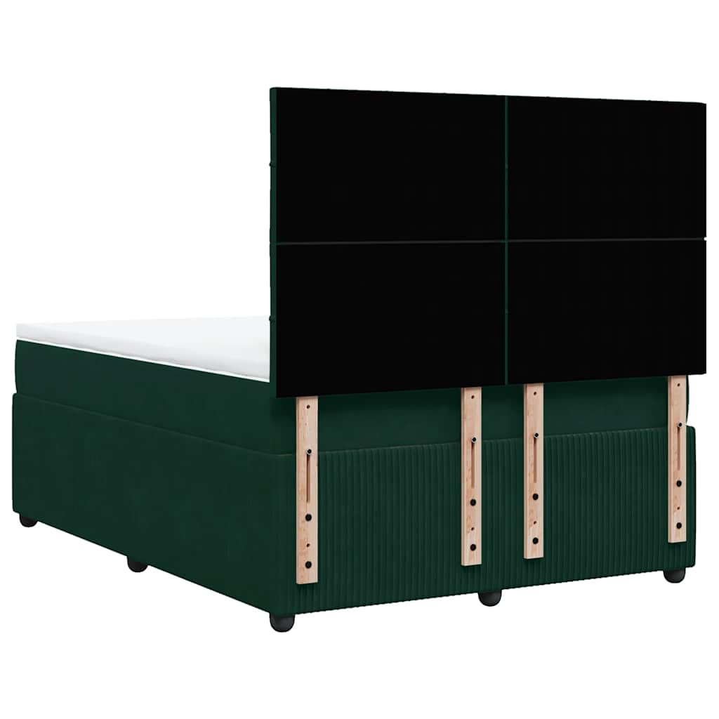 Giroletto a Molle con Materasso Verde Scuro 160x200 cm Velluto