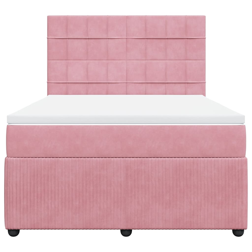 Giroletto a Molle con Materasso Rosa 160x200 cm in Velluto