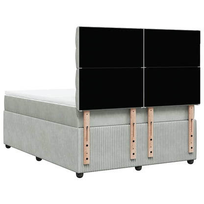 Giroletto a Molle con Materasso Grigio Chiaro 160x200cm Velluto