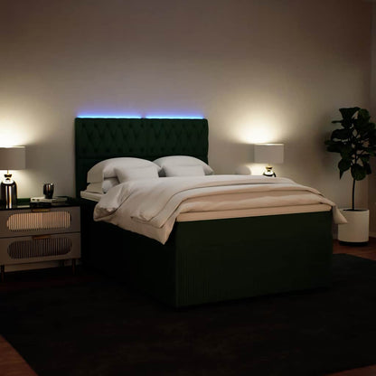 Giroletto a Molle con Materasso Verde Scuro 160x200 cm Velluto - homemem39