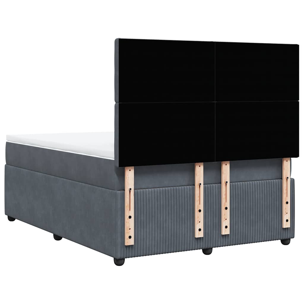 Giroletto a Molle con Materasso Grigio Scuro 160x200 cm Velluto - homemem39