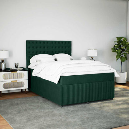 Giroletto a Molle con Materasso Verde Scuro 160x200 cm Velluto