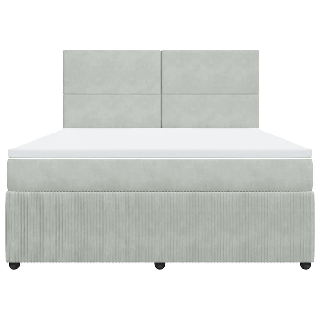 Giroletto a Molle con Materasso Grigio Chiaro 180x200cm Velluto